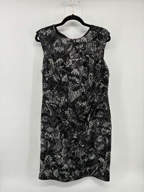 Adrianna Papell Black and Silver Sheath Midi Dress